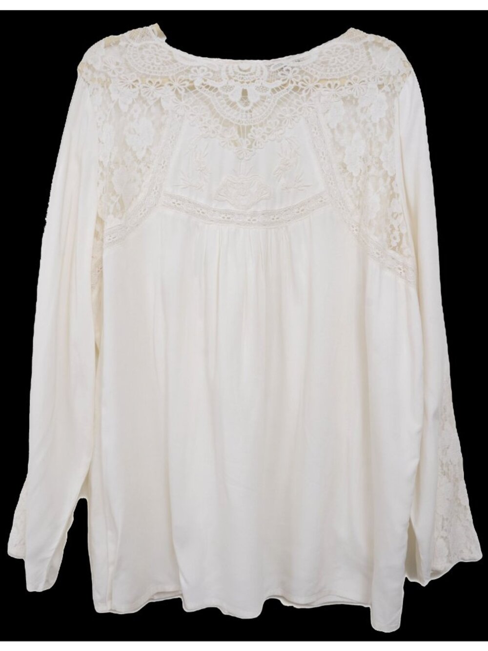 Anthology Women's PLUS 18 Ivory Cotton Lace Detail Blouse Prairie Boho Romantic